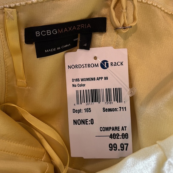 Brand new BCBG Never worn yellow 100%silk dress - Picture 5 of 6